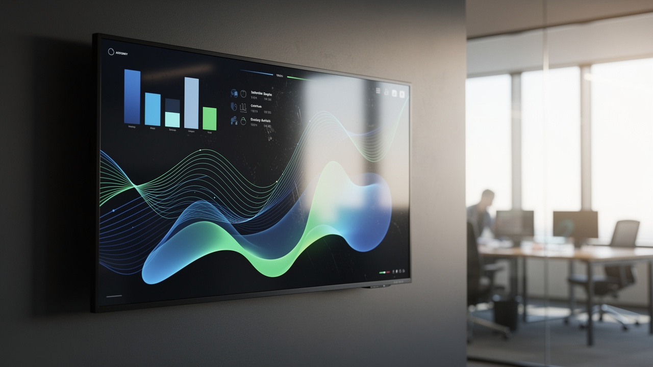 Dashboard digital com visualização de dados de ocupação de escritório