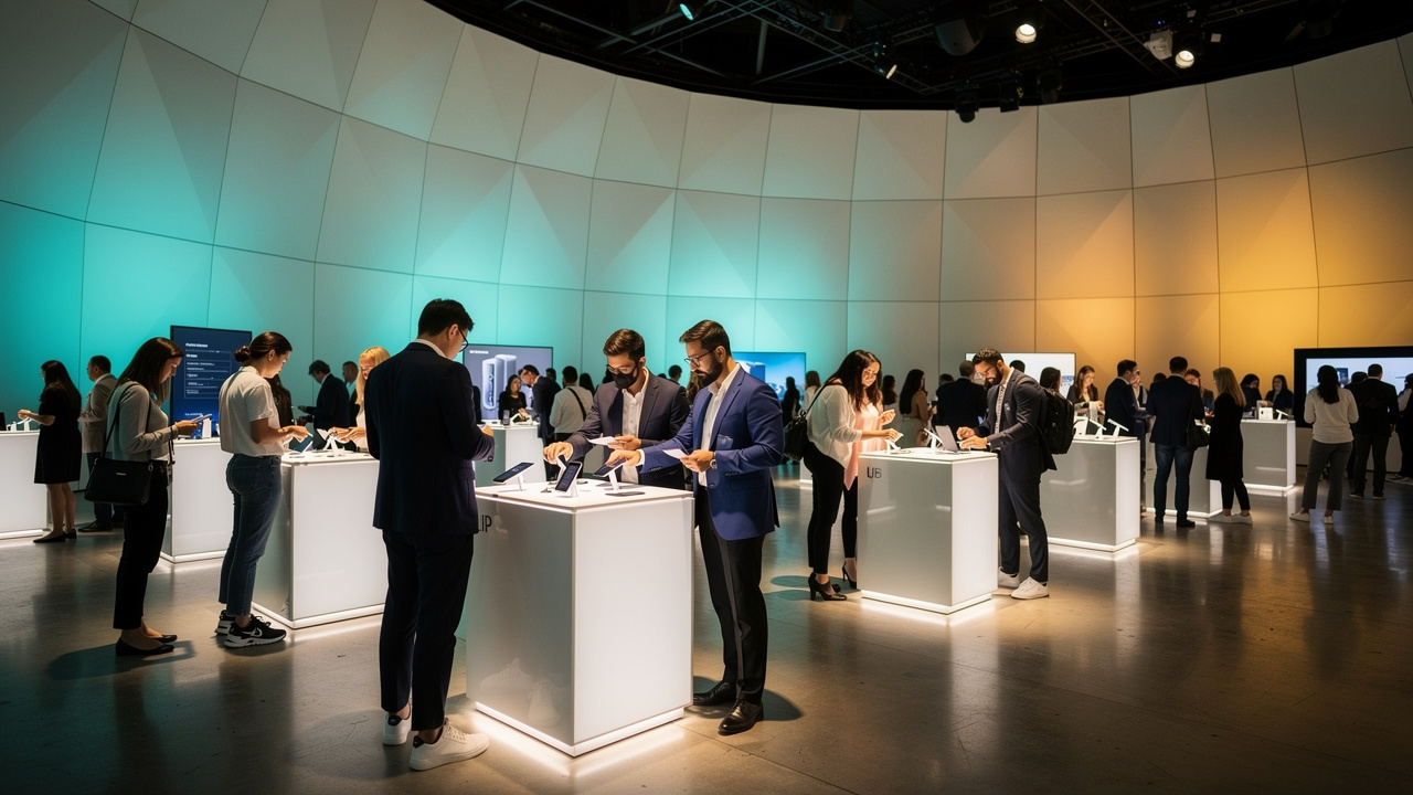 Público interagindo com demonstrações em ativação de lançamento