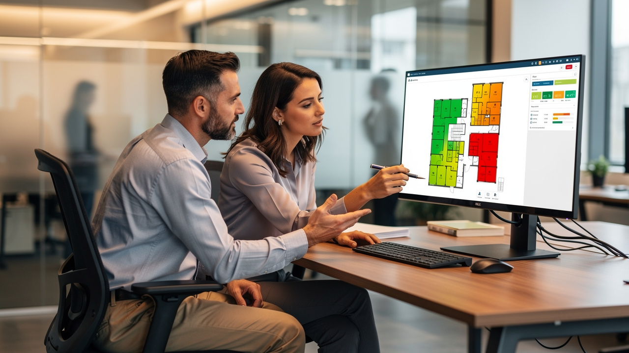 Profissionais analisando dados de ocupação em plataforma de gestão