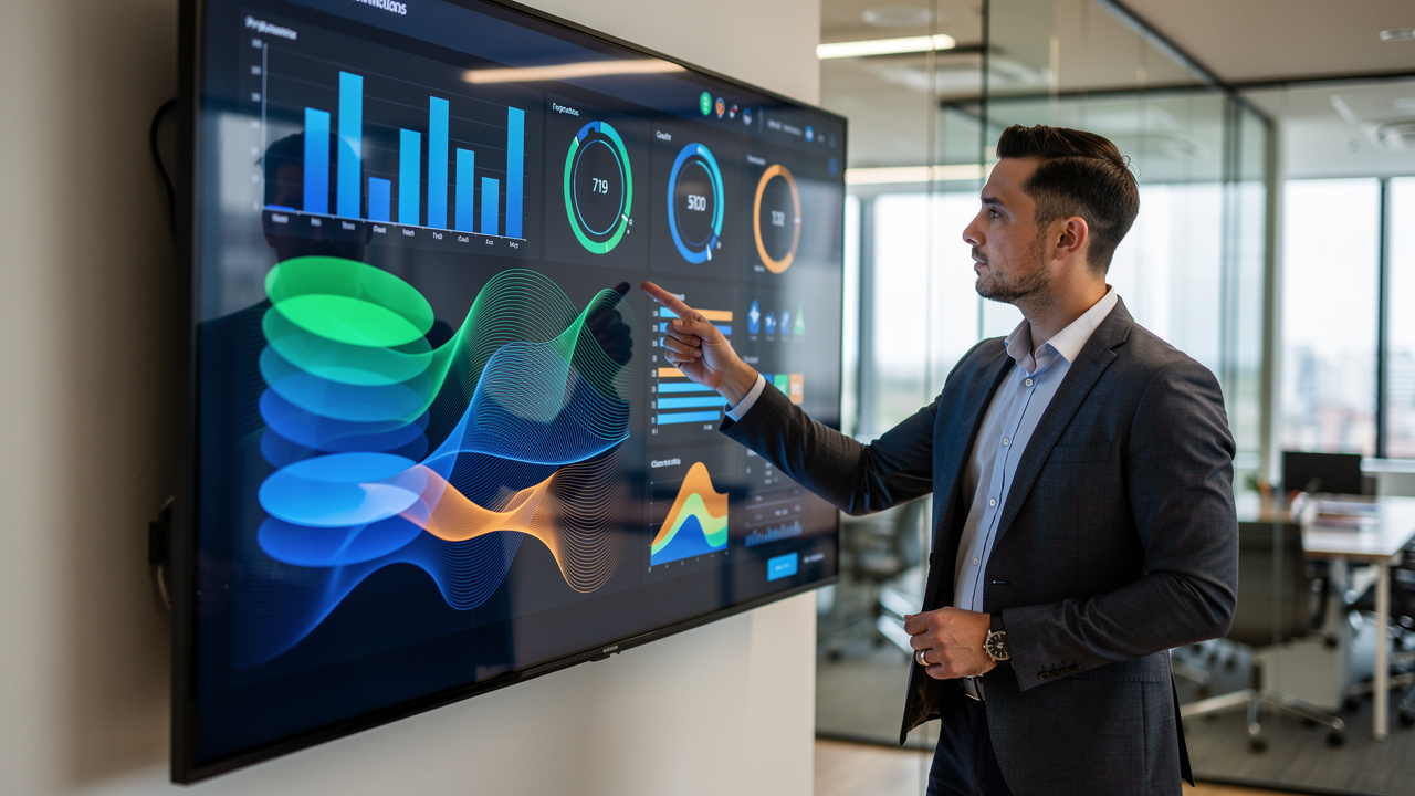 Gestor analisando dashboard de ocupação de espaços corporativos