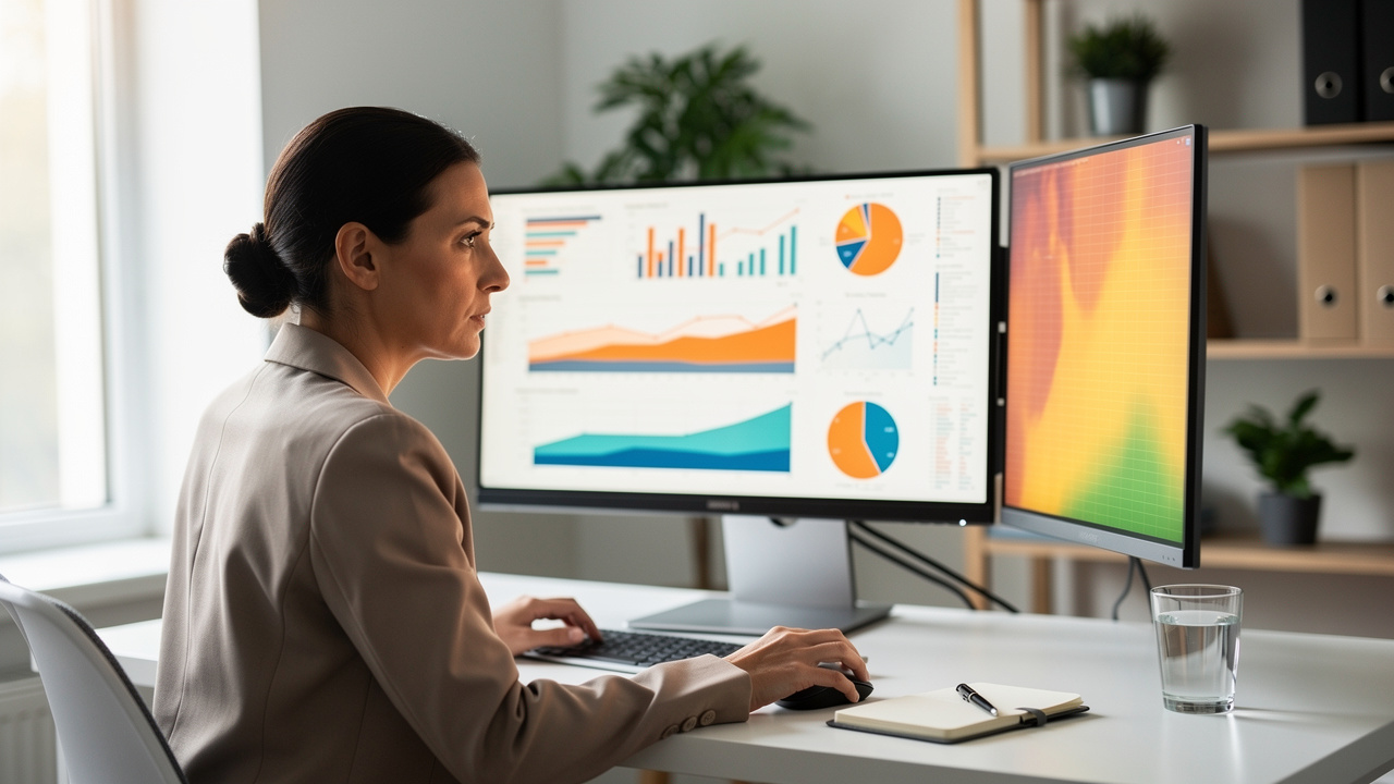 Gestora de RH analisando indicadores de clima organizacional