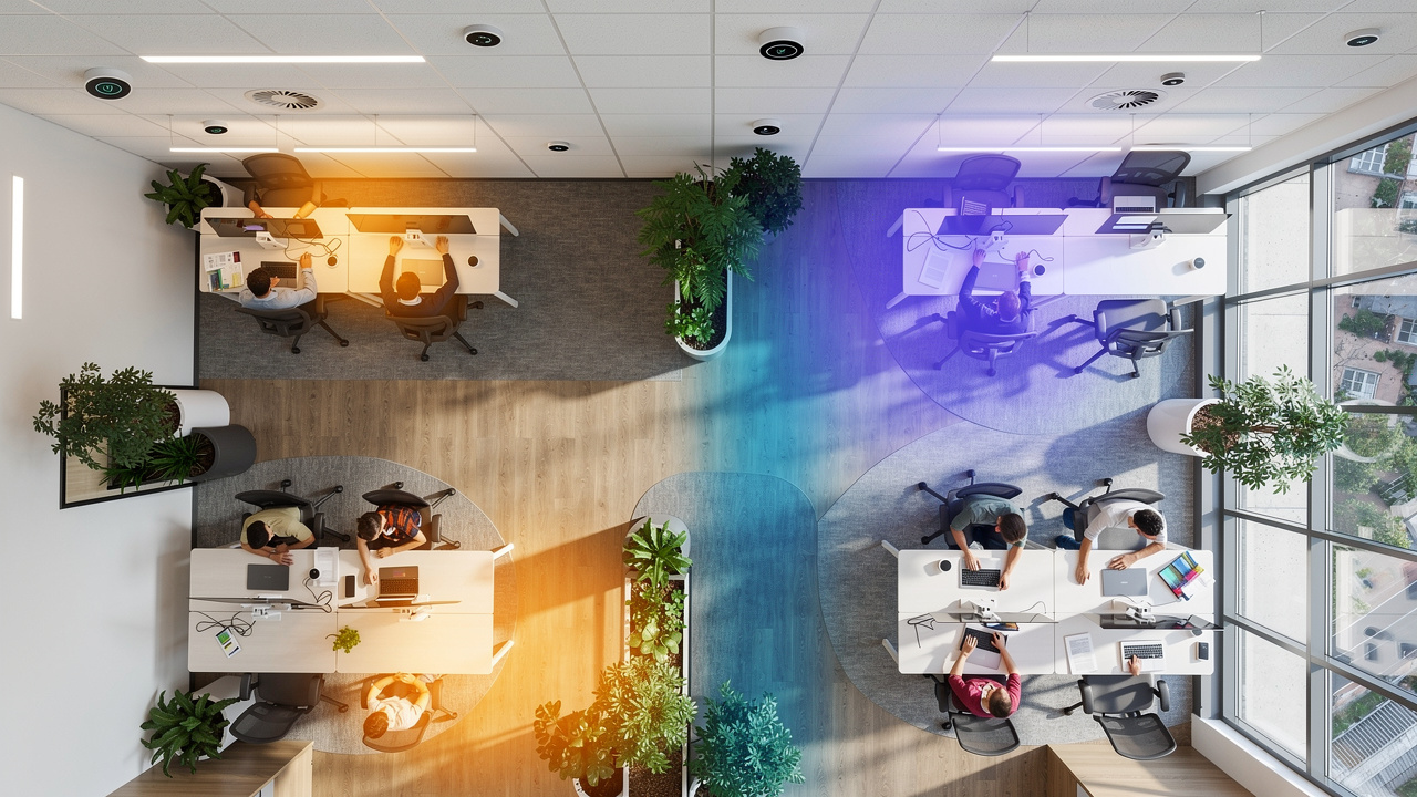 Sensores IoT monitorizando ocupação de escritório