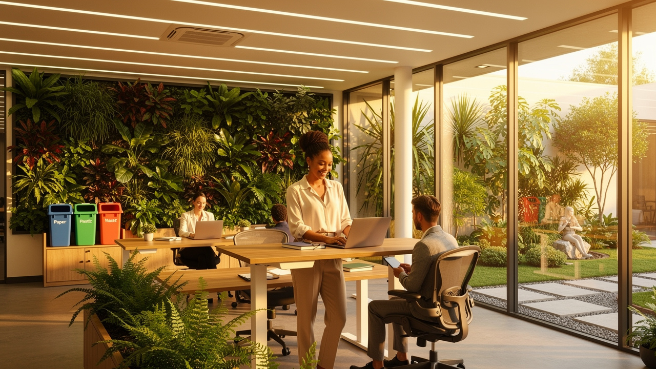 Escritório sustentável com foco em bem-estar e ESG