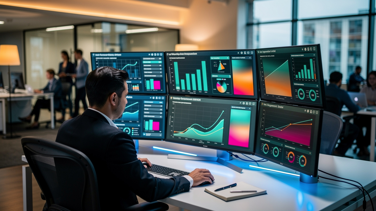 Analista monitorando indicadores de cultura e desempenho organizacional