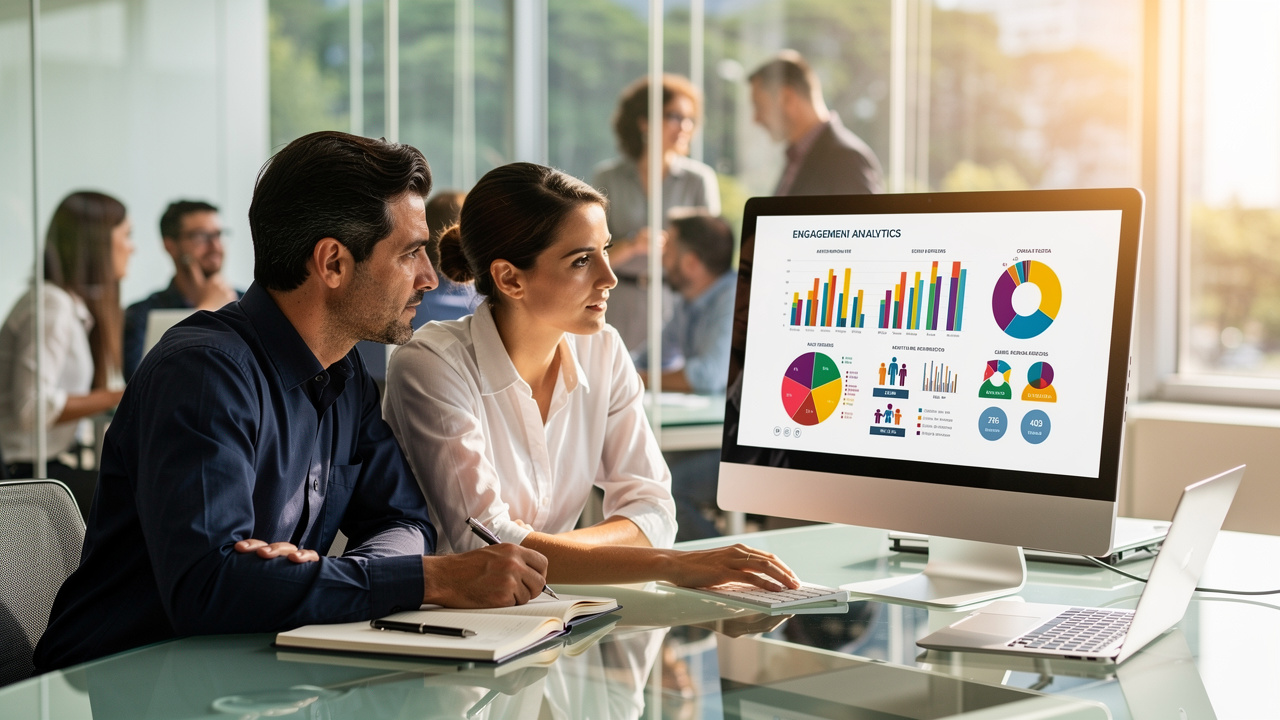 Profissionais analisando métricas de inclusão em eventos