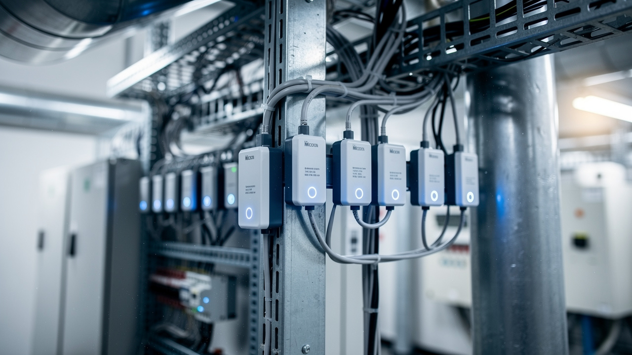 Rede de sensores IoT monitorando sistemas do edifício inteligente