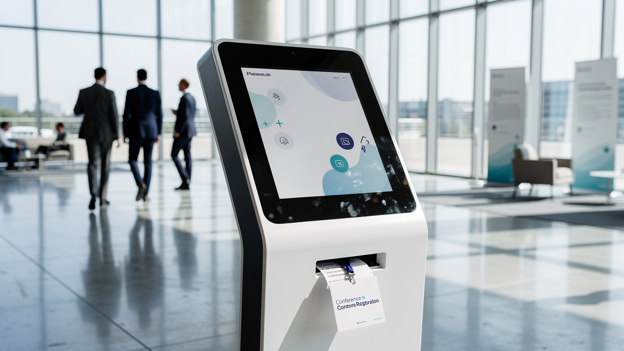Totem de autoatendimento para credenciamento em evento corporativo