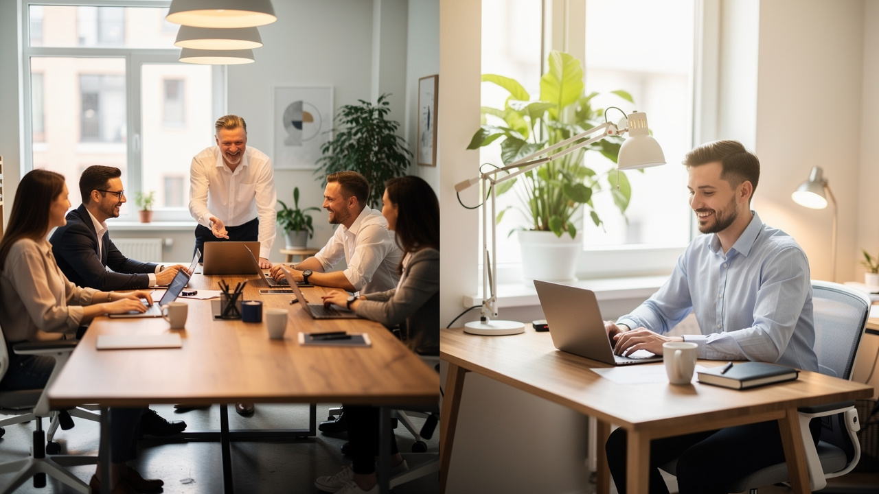 Comparação entre trabalho presencial e remoto no modelo híbrido