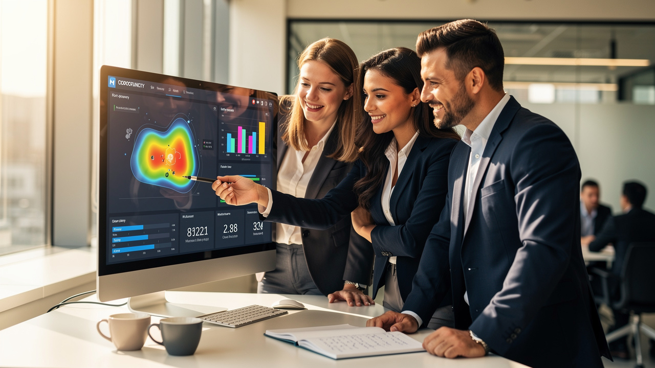Equipe analisando dados estratégicos de ocupação de salas