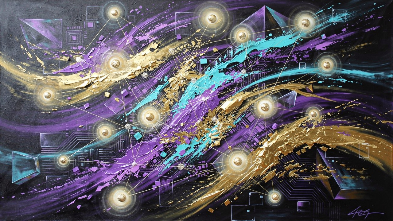 Arte abstrata simbolizando sensores IoT e inteligência artificial